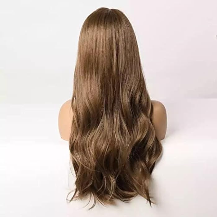 DILLARDS Wave & Curly Synthetic Wigs With Bangs (Light Brown) - Image 1